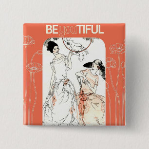 Art Deco - Mooi Vierkante Button 5,1 Cm