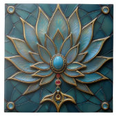 Art Deco Mooie bloesem, turquoise Pareltjes Tegeltje (Voorkant)