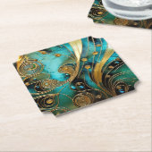 Art Deco Mooie Goud Turquoise Zwart Kartonnen Onderzetters (Gekanteld)
