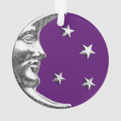 Art Deco Moon en Stars - Amethyst Paars & Silver Ornament (achterkant)
