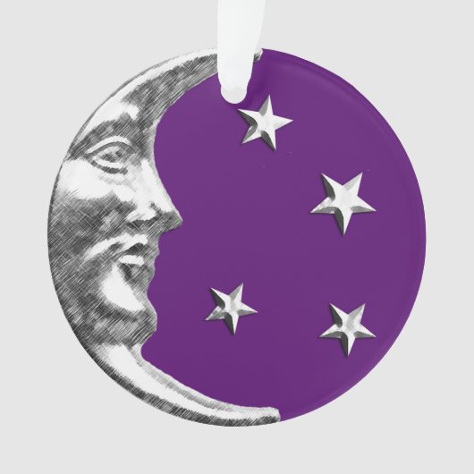 Art Deco Moon en Stars - Amethyst Paars & Silver Ornament (voorkant)