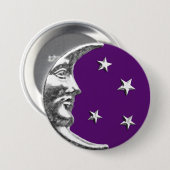 Art Deco Moon en Stars - Amethyst Paars & Silver Ronde Button 7,6 Cm (Voorkant /achterkant)