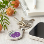 Art Deco Moon en Stars - Amethyst Paars & Silver Sleutelhanger (Zijkant)