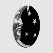 Art Deco Moon en Stars - Black en Silver Ornament (voorkant)