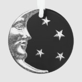 Art Deco Moon en Stars - Black en Silver Ornament (achterkant)