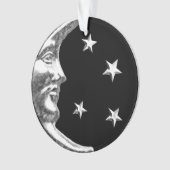 Art Deco Moon en Stars - Black en Silver Ornament (voorkant)