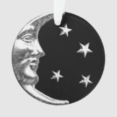 Art Deco Moon en Stars - Black en Silver Ornament (voorkant)