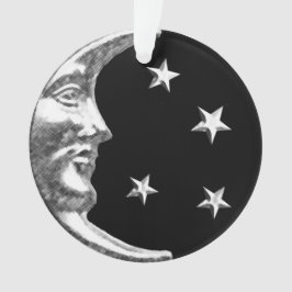 Art Deco Moon en Stars - Black en Silver Ornament