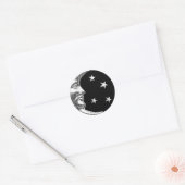 Art Deco Moon en Stars - Black en Silver Ronde Sticker (Envelop)