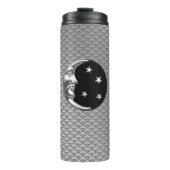 Art Deco Moon en Stars, Black en Silver Thermosbeker (Voorkant)