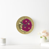 Art Deco Moon en Stars, Bourgogne en Gold Ronde Klok (Huis)