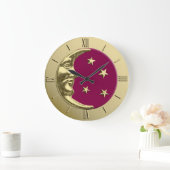 Art Deco Moon en Stars - Bourgogne en goud Grote Klok (Huis)
