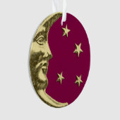 Art Deco Moon en Stars - Bourgogne en goud Ornament (voorkant)