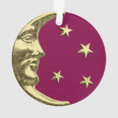 Art Deco Moon en Stars - Bourgogne en goud Ornament (achterkant)