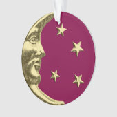 Art Deco Moon en Stars - Bourgogne en goud Ornament (voorkant)
