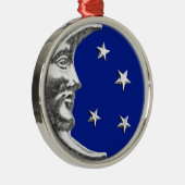Art Deco Moon en Stars - Cobalt Blue en Silver Metalen Ornament (Rechts)