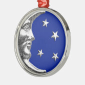 Art Deco Moon en Stars - Cobalt Blue en Silver Metalen Ornament (Links)