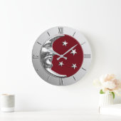 Art Deco Moon en Stars - Donkerrood en zilver Grote Klok (Huis)
