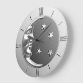 Art Deco Moon en Stars - Grijs / Grijs en Zilver Grote Klok (Hoek)