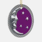 Art Deco Moon en Stars in Amethyst en Silver Keramisch Ornament (Rechts)