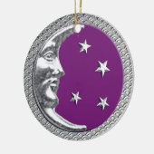 Art Deco Moon en Stars in Amethyst en Silver Keramisch Ornament (Links)
