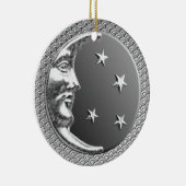 Art Deco Moon en Stars in Hematite en Silver Keramisch Ornament (Rechts)
