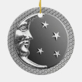 Art Deco Moon en Stars in Hematite en Silver Keramisch Ornament (Achterkant)