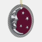 Art Deco Moon en Stars in Wine Red en Silver Keramisch Ornament (Rechts)