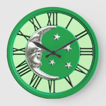Art Deco Moon en Stars - Jade Green en Silver