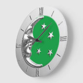 Art Deco Moon en Stars - Jade Green en Silver Grote Klok (Hoek)