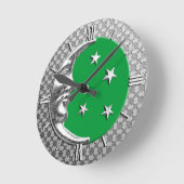 Art Deco Moon en Stars, Jade Green en Silver Ronde Klok (Hoek)