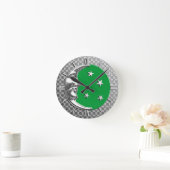 Art Deco Moon en Stars, Jade Green en Silver Ronde Klok (Huis)