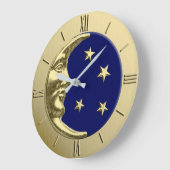 Art Deco Moon en Stars - Navy Blue en Gold Grote Klok (Hoek)