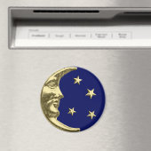 Art Deco Moon en Stars - Navy Blue en Gold Magneet (Insitu (Vaatwasser))