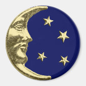 Art Deco Moon en Stars - Navy Blue en Gold Magneet (Voorkant)