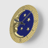 Art Deco Moon en Stars, Navy Blue en Gold Ronde Klok (Hoek)