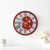 Art Deco Moon en Stars - Rood, grijs en zilver Grote Klok (Huis)