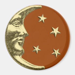 Art Deco Moon en Stars - Rust Brown and Gold Magneet