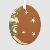 Art Deco Moon en Stars - Rust Brown and Gold Ornament (voorkant)