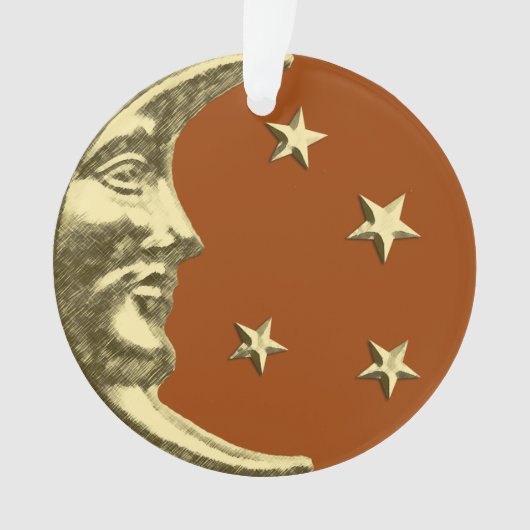 Art Deco Moon en Stars - Rust Brown and Gold Ornament (voorkant)