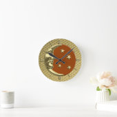 Art Deco Moon en Stars, Rust Brown en Gold Ronde Klok (Huis)