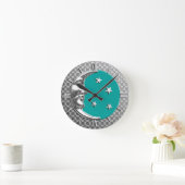 Art Deco Moon en Stars, Turquoise en Silver Ronde Klok (Huis)