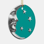 Art Deco Moon en Stars - Turquoise & Silver Keramisch Ornament (Rechts)