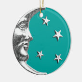 Art Deco Moon en Stars - Turquoise & Silver Keramisch Ornament (Links)