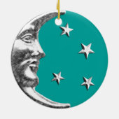 Art Deco Moon en Stars - Turquoise & Silver Keramisch Ornament (Achterkant)