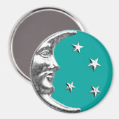 Art Deco Moon en Stars - Turquoise & Silver Magneet (Voorkant / Achterkant)