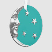 Art Deco Moon en Stars - Turquoise & Silver Ornament (voorkant)