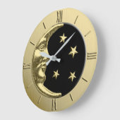 Art Deco Moon en Stars - zwart en goud Grote Klok (Hoek)