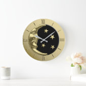 Art Deco Moon en Stars - zwart en goud Grote Klok (Huis)
