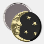 Art Deco Moon en Stars - zwart en goud Magneet (Voorkant / Achterkant)